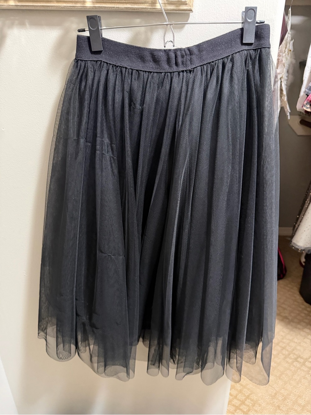 Black Tulle Midi Skirt - , Women's Skirt
